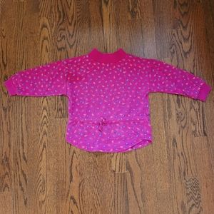 Vtg 90s Hot Pink Mock Neck Long Slv Paisley Print Top Fall School Party Spring
